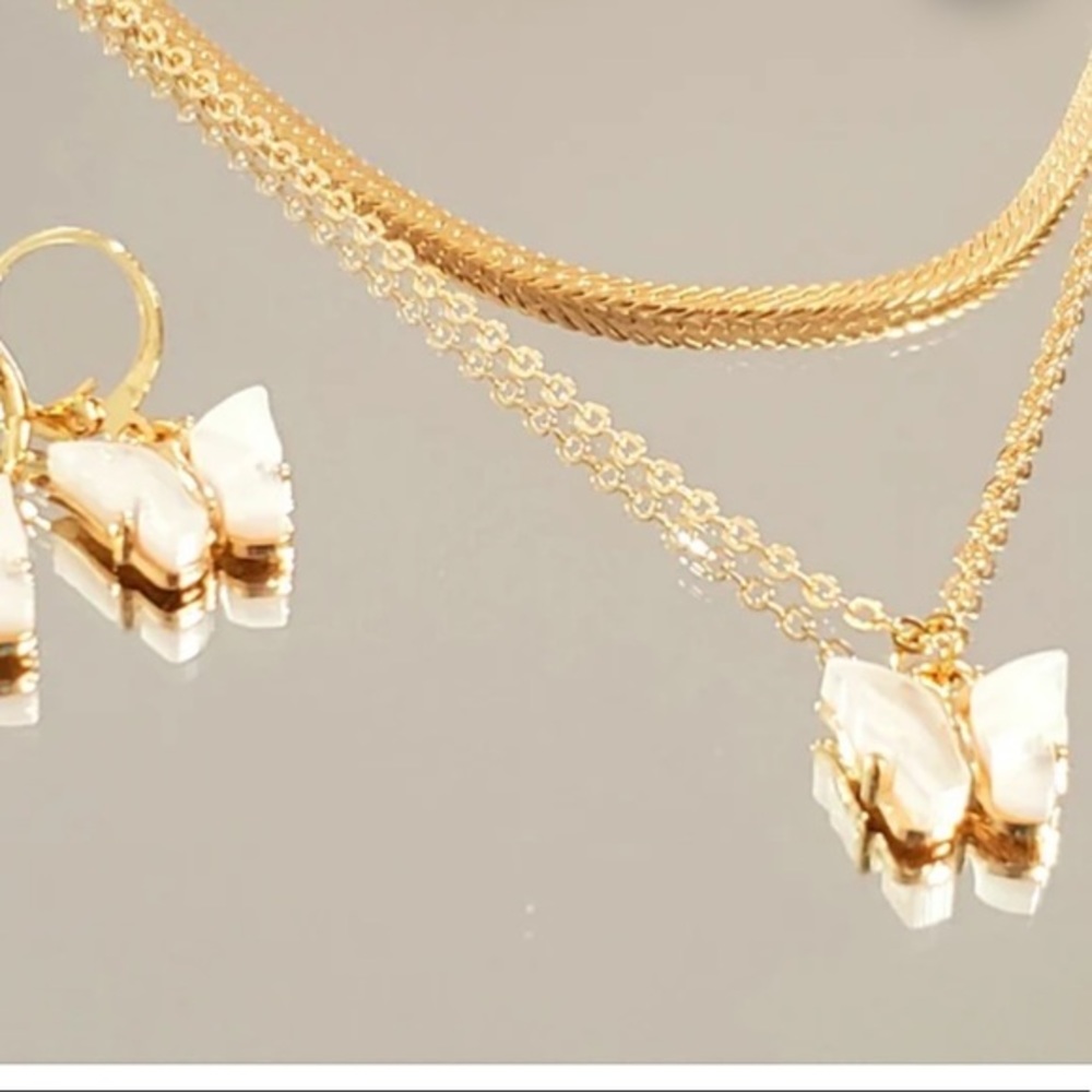 Necklace and earring set, butterfly - Picture 2 of 14